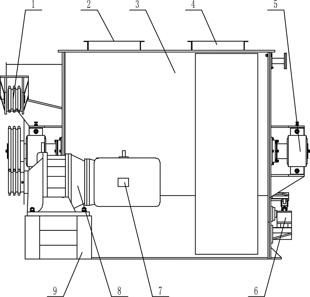 Double-horizontal-shaft-type electric construction equipment used for concrete stirring