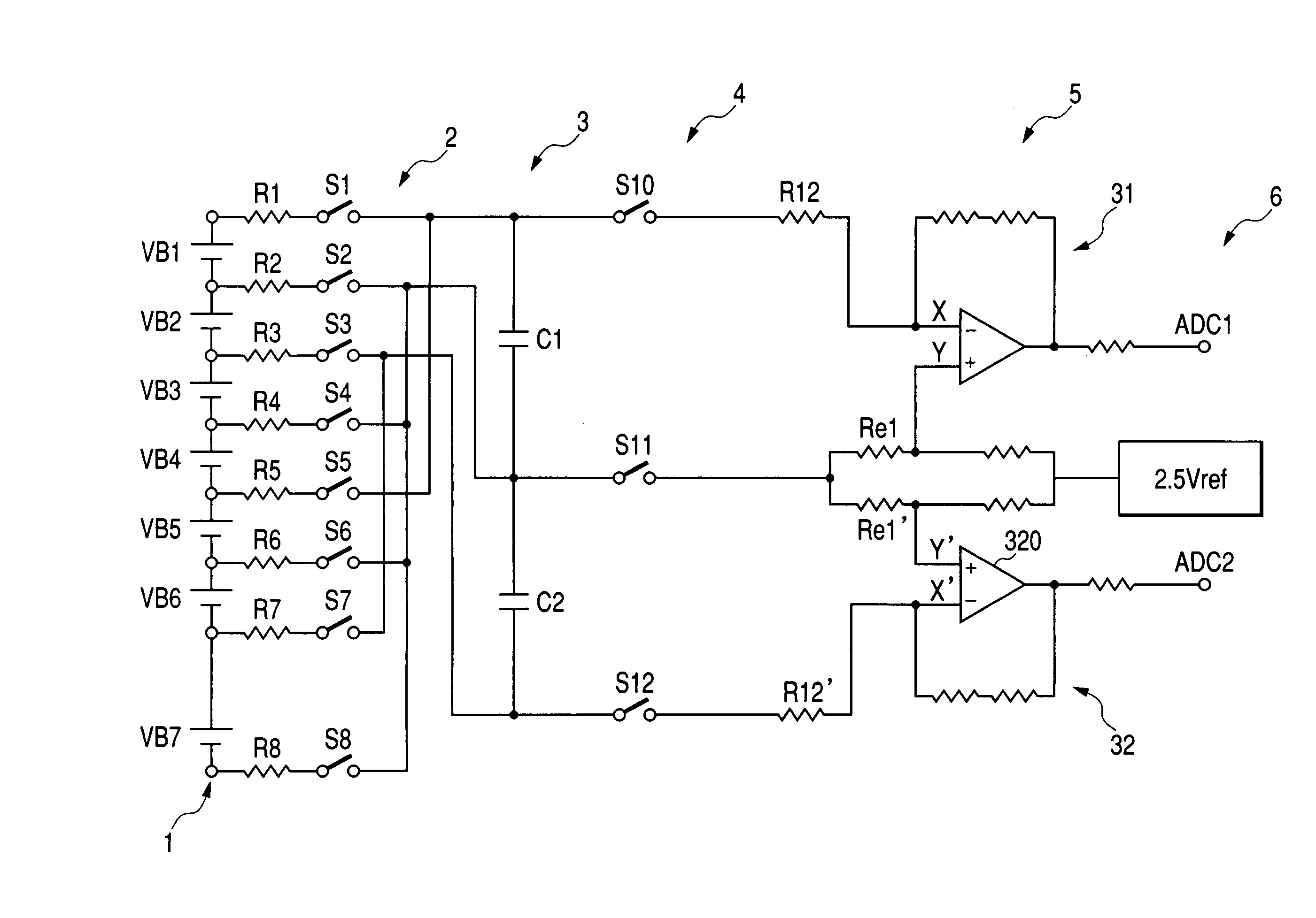 Voltage detecting apparatus applicable to a combination battery
