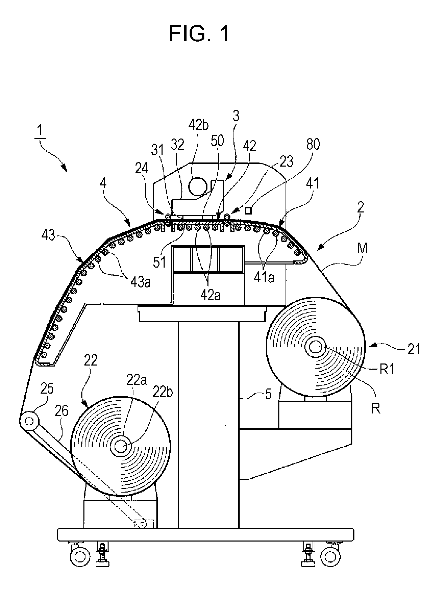 Roll-shaped medium transport device, roll-shaped medium transport method, and printing apparatus