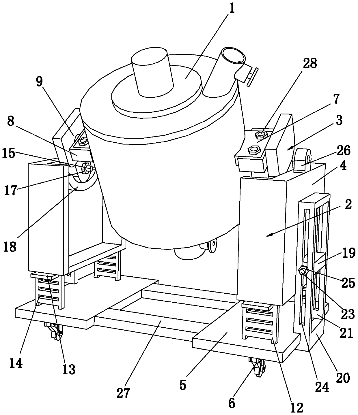 Chemical grouting mixing tank with stable structure and mounting method of chemical grouting mixing tank