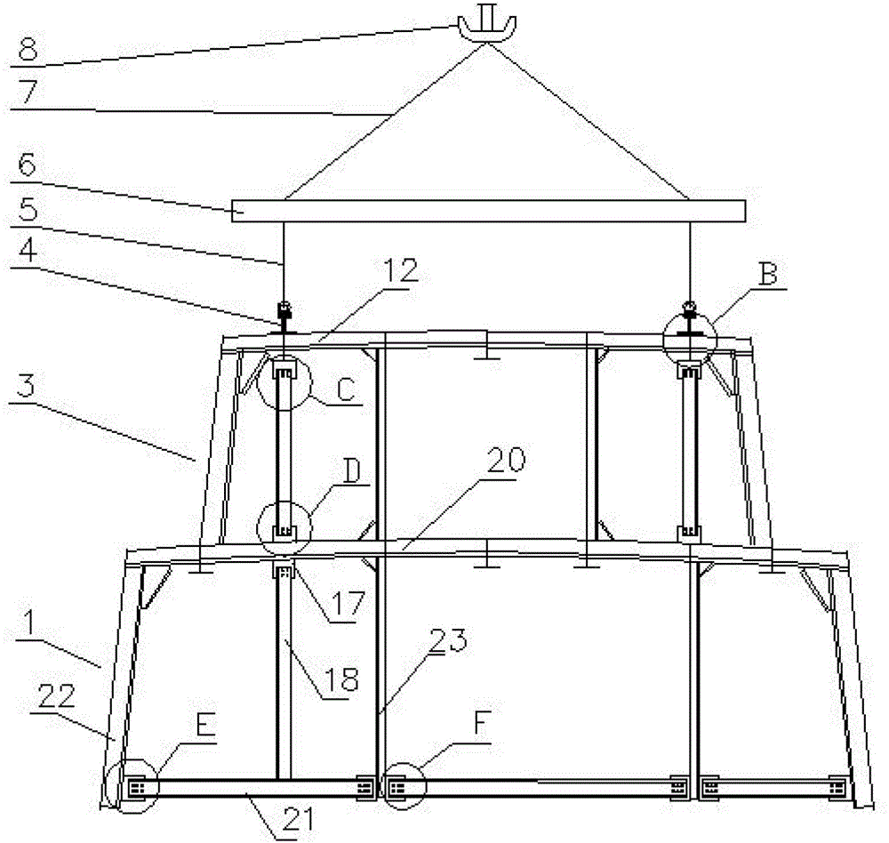 A kind of hoisting method of aluminum alloy superstructure general section
