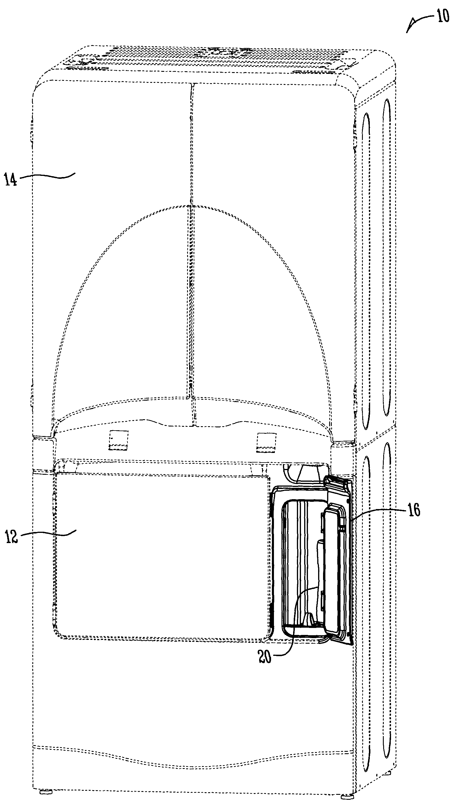 Delayed flow water reservoir for a clothes drying cabinet and method of use