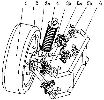 Multi-link straight line guide independent suspension with 3-RRR telescopic compensation mechanism