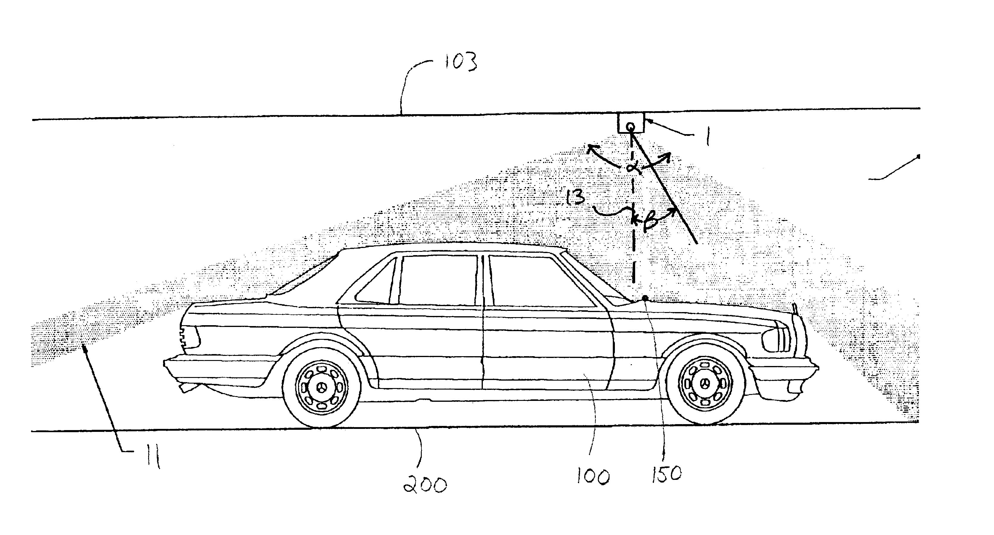 Laser device for guiding a vehicle