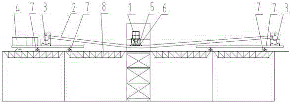 Reversible mobile crown block stockpiling device for coal storage yard