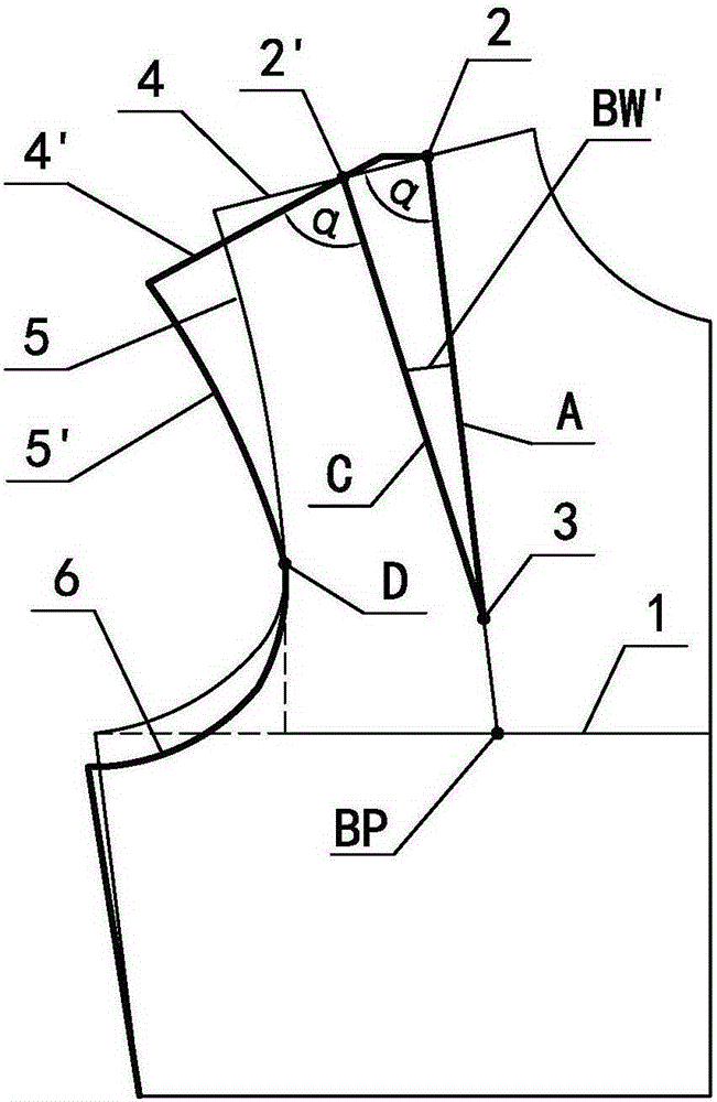 The variable ratio original number cutting method of clothing shoulder dart