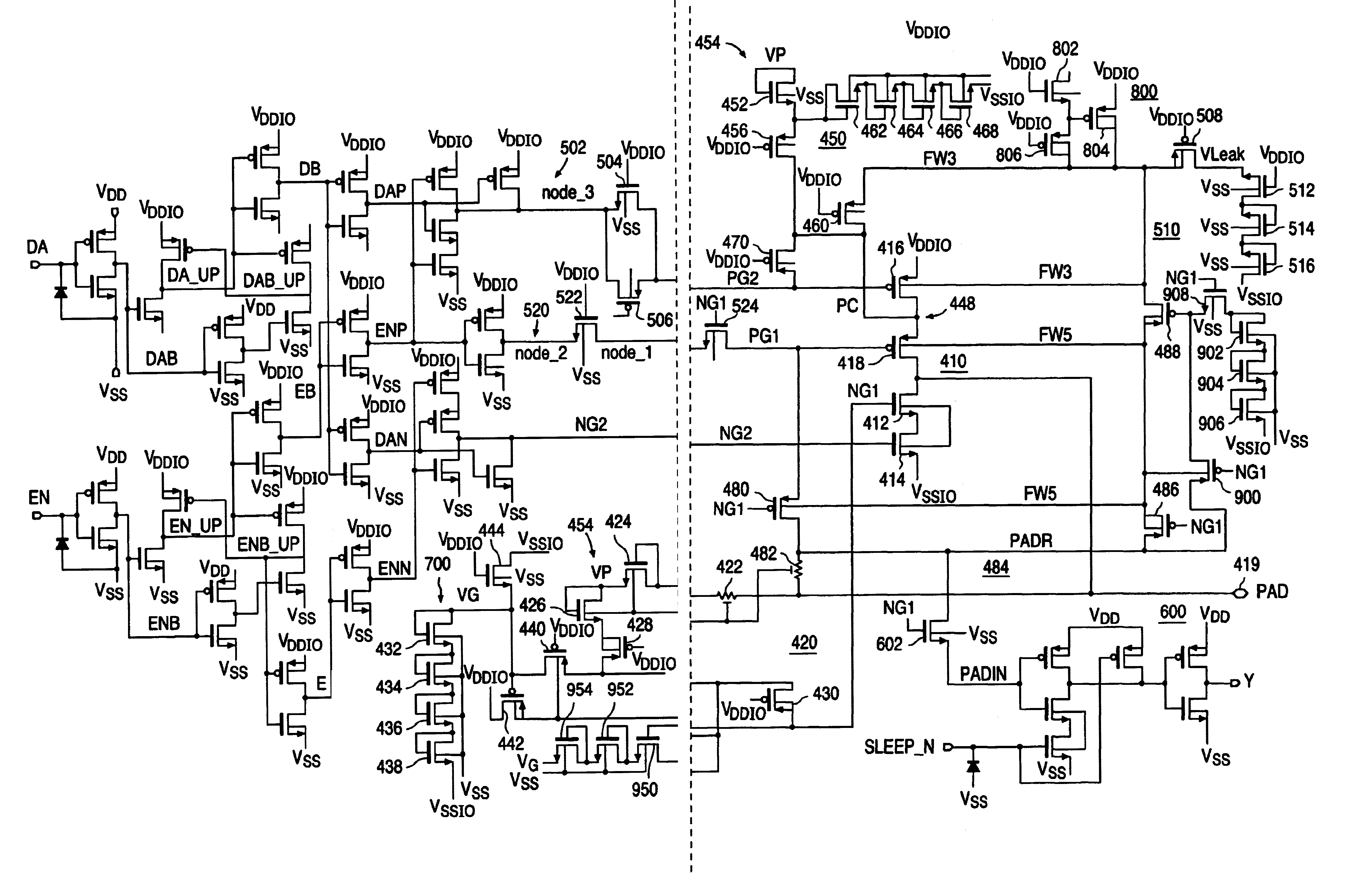 Back-drive circuit protection for I/O cells using CMOS process