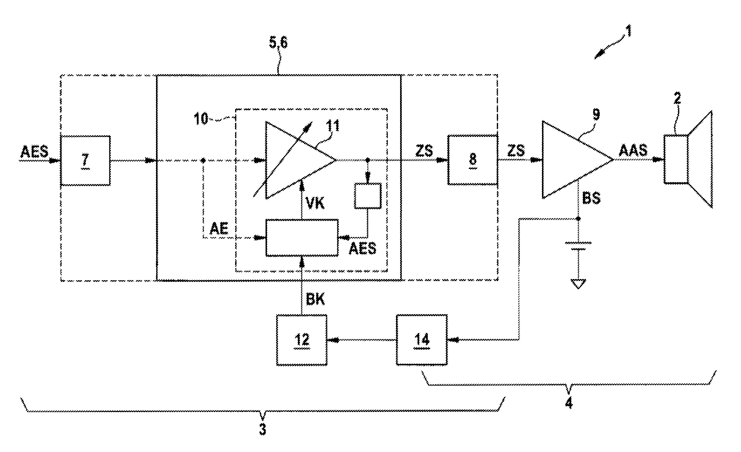 Amplifier arrangement with limiting module