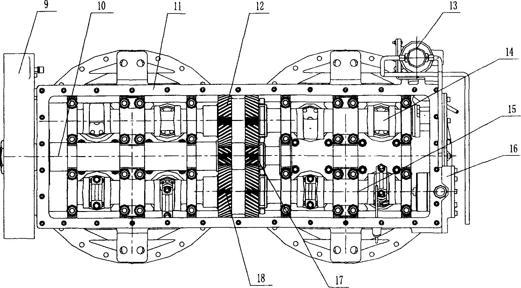 Drive system of 8-cylinder hot-air engine