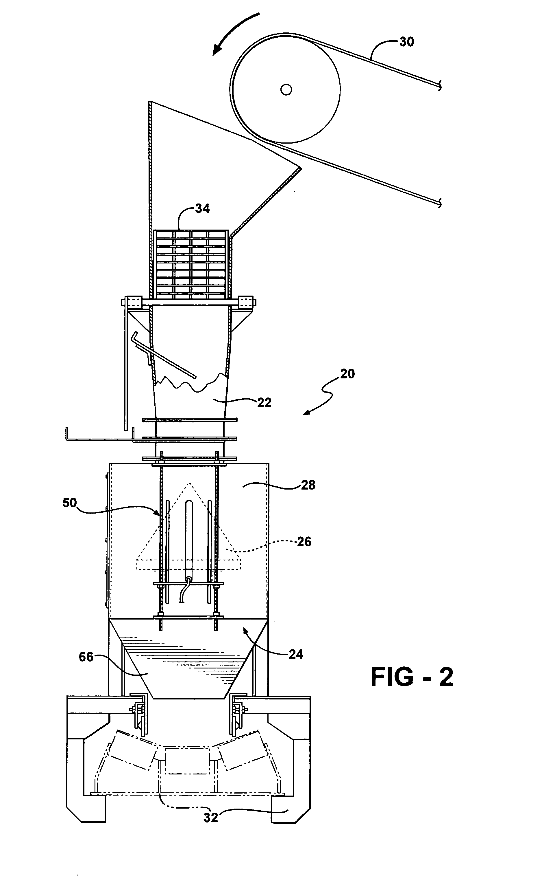 Apparatus for treating particles utilizing a flow control device
