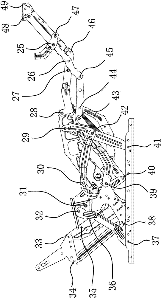 Mechanical stretching device for movable sofas