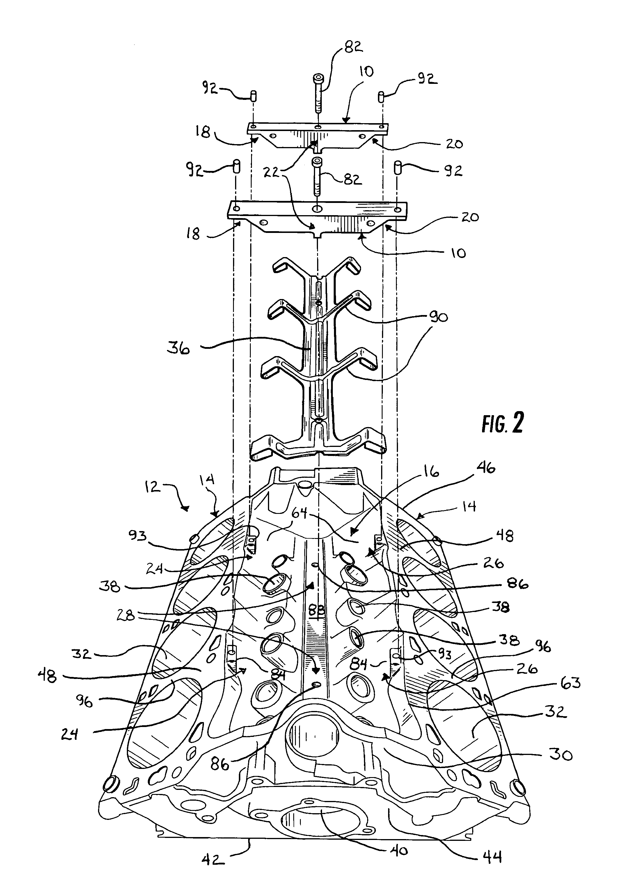 Engine block component brace