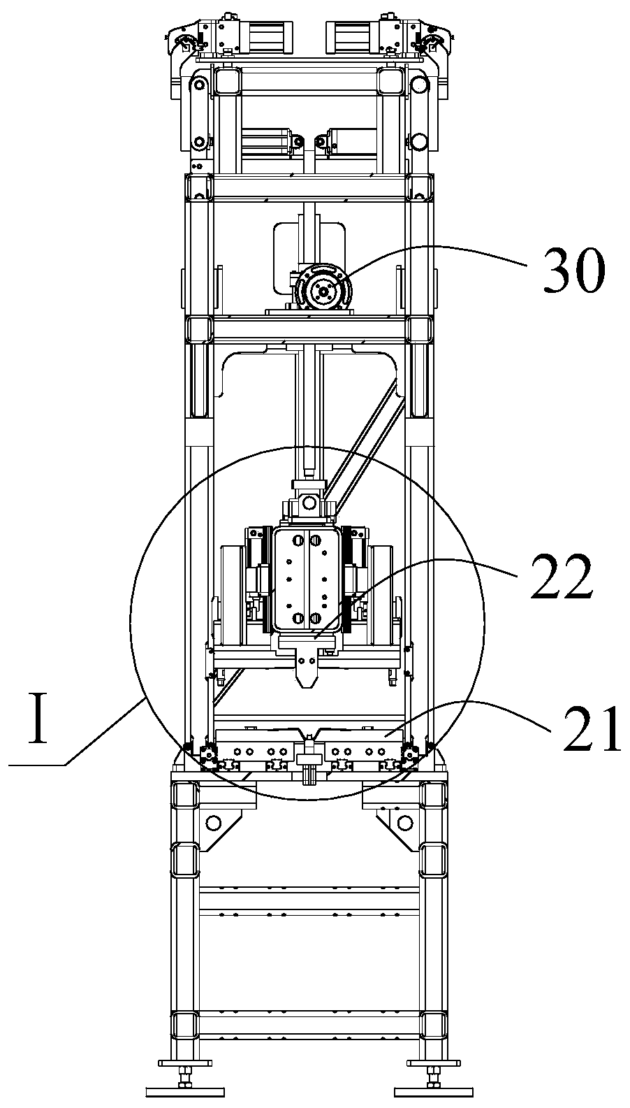 Composite material cap-type stringer forming device