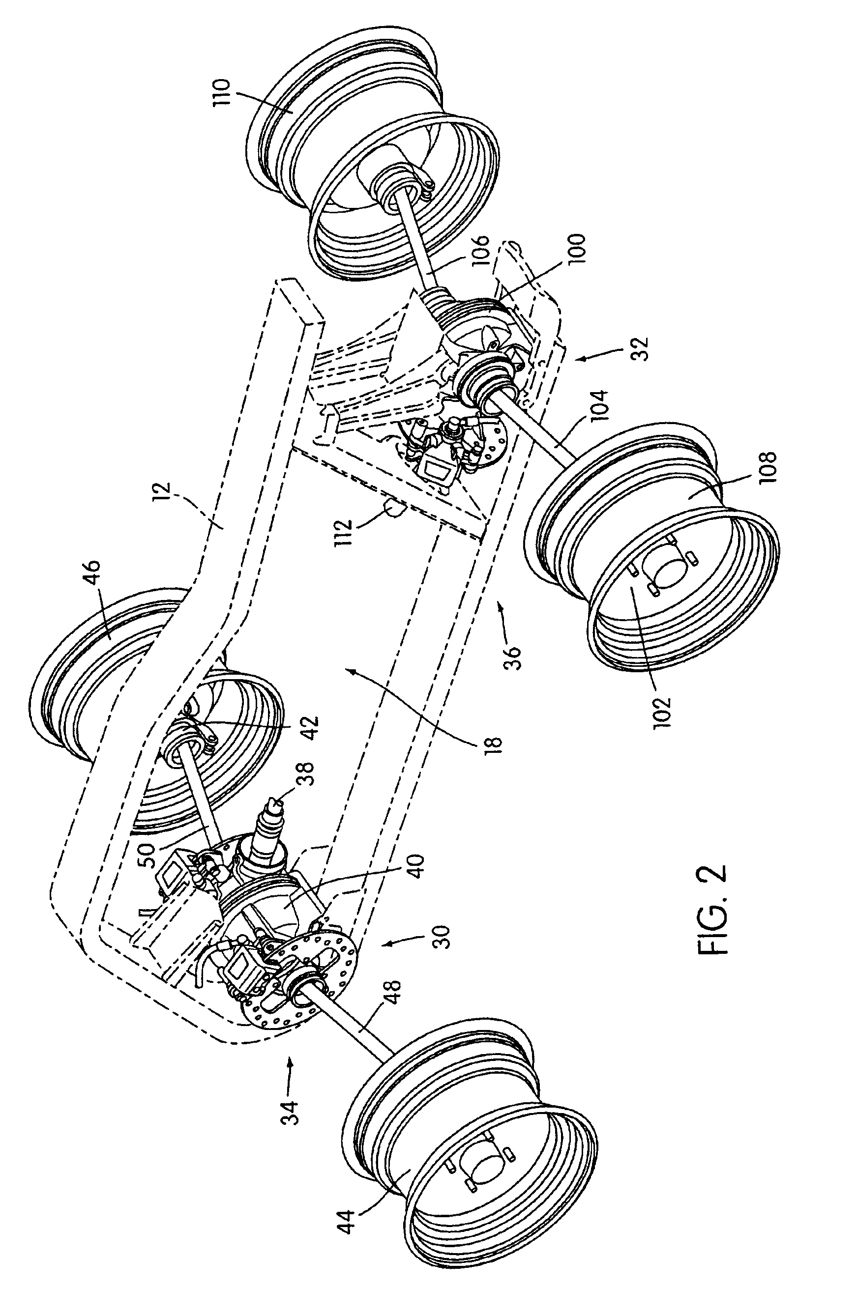 Inboard brake system for a straddle-type all-terrain vehicle