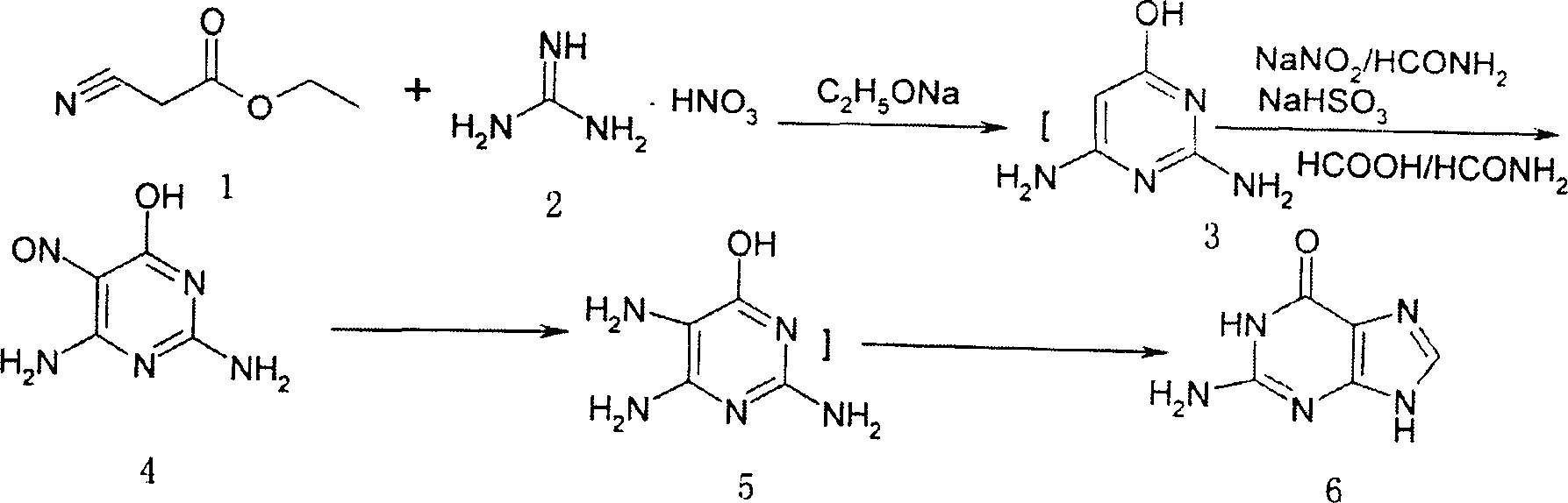 Guanine one-pot synthesis method