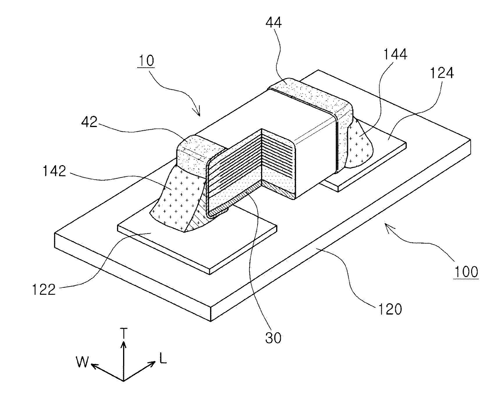 Laminated chip electronic component, board for mounting the same, and packing unit thereof
