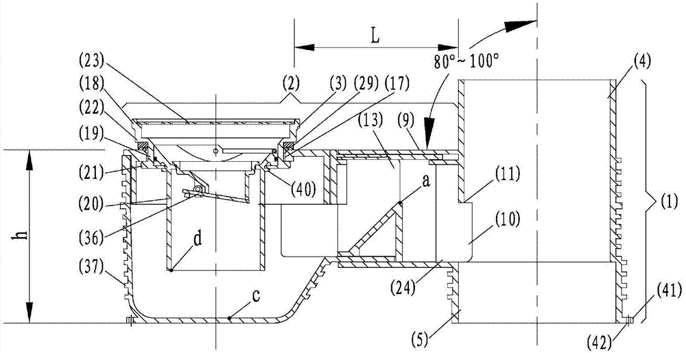 Embedded drainage converging device for balcony of building