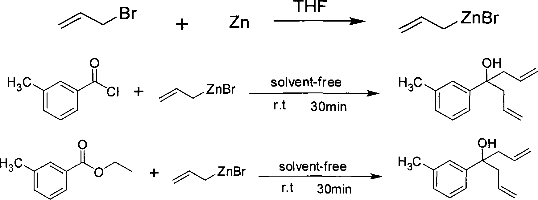 Method for preparing bis allyl alcohol compound 4-(3-methyl phenyl)-1,6-heptadiene-4-alcohol