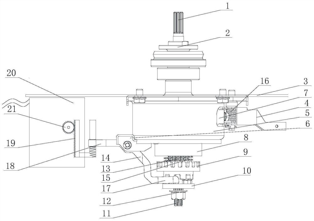 Washing machine speed reduction clutch device, washing machine and control method of washing machine