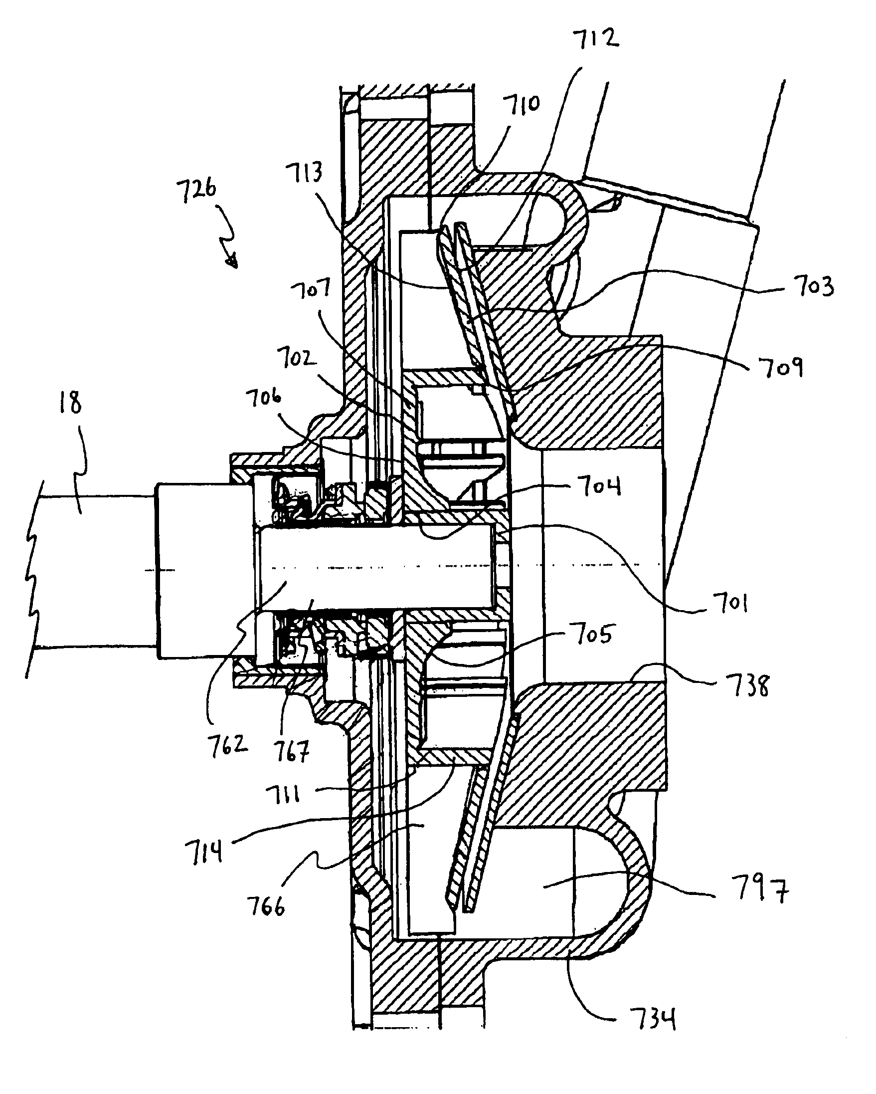 Internal combustion engine combination with direct camshaft driven coolant pump