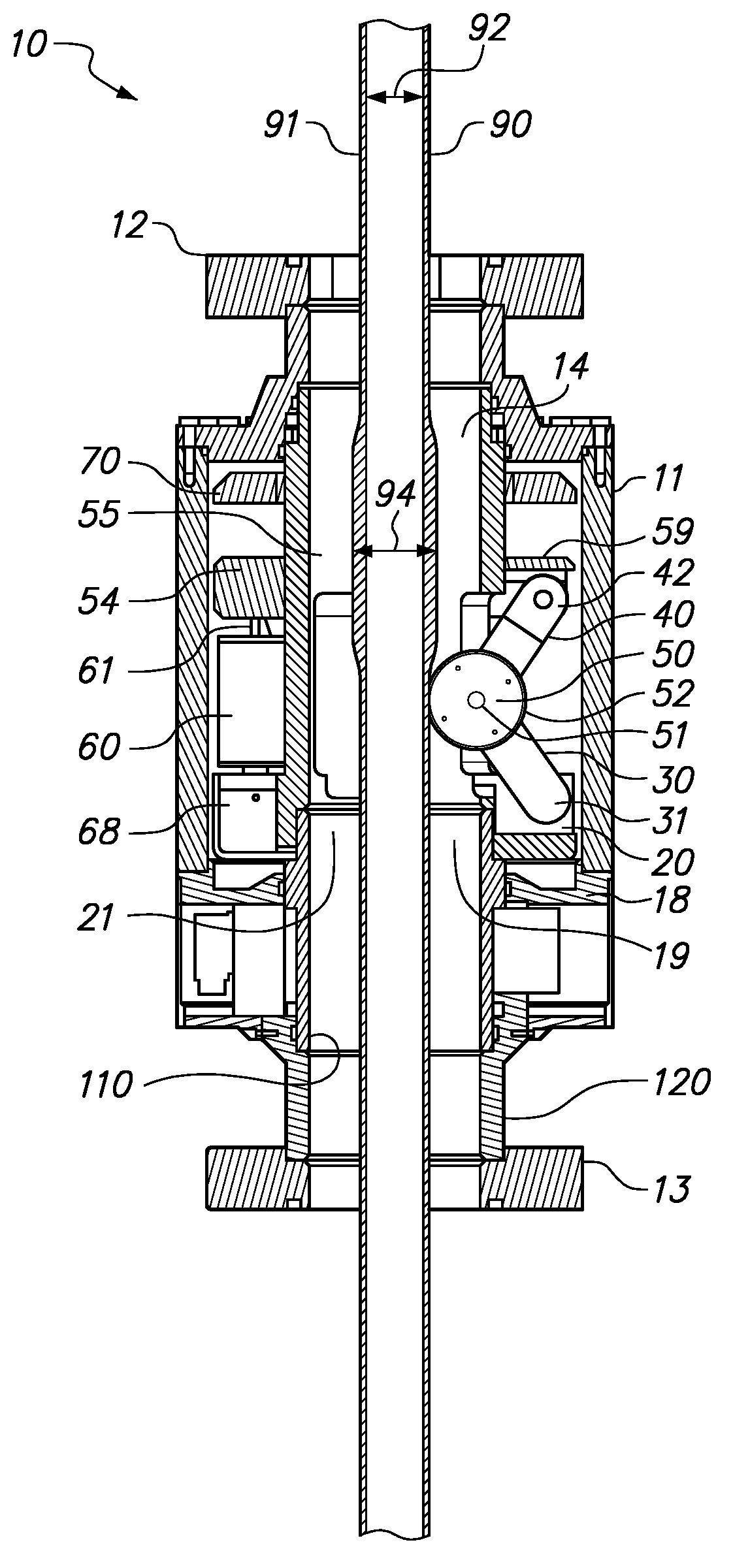 Apparatus for measuring a tubular string as it is lowered into a borehole and method