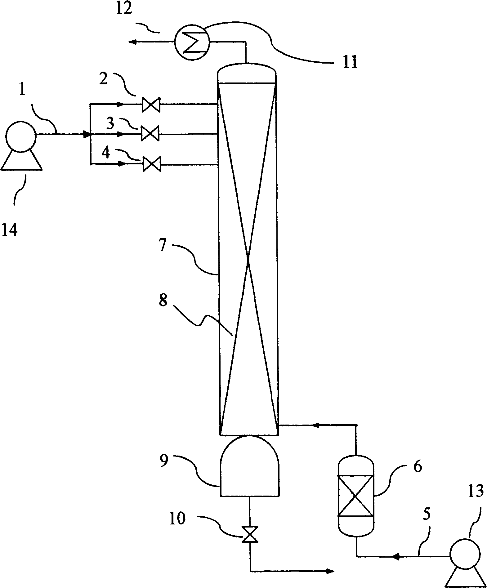 Method and device for preparing carboxylic acids by hydrolysis of polybasic carboxylic acid ester