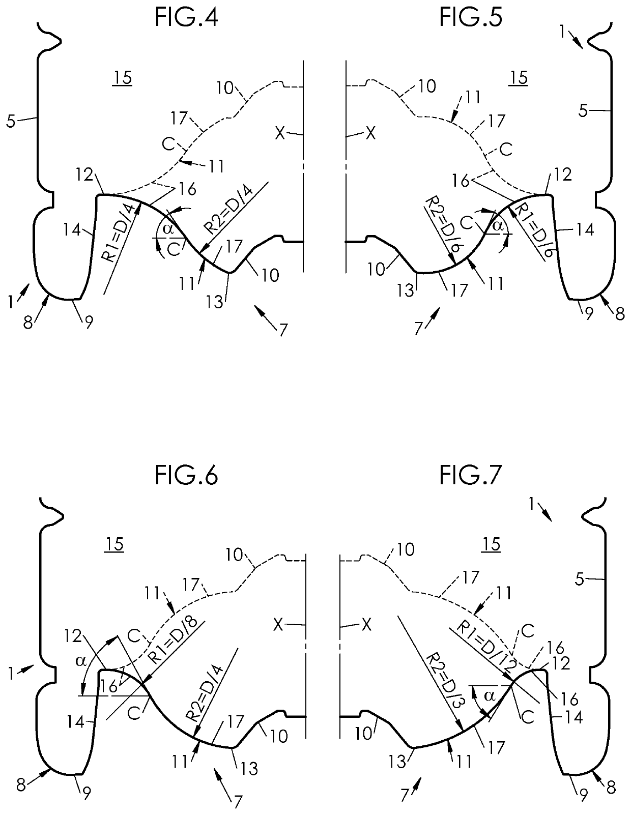 Container provided with a curved invertible diaphragm