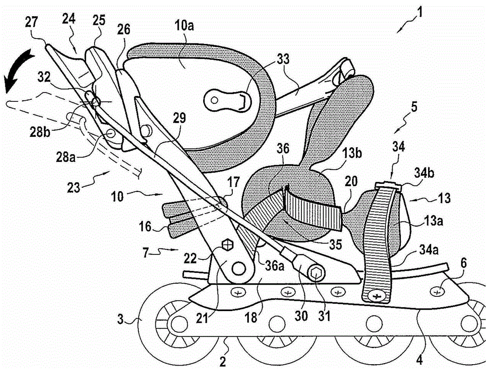 Fixing system of roller sports shoes