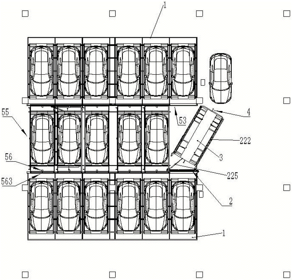 Double-layer parking garage with positions above channel capable of serving as parking lots and application of double-layer parking garage with positions above channel capable of serving as parking lots