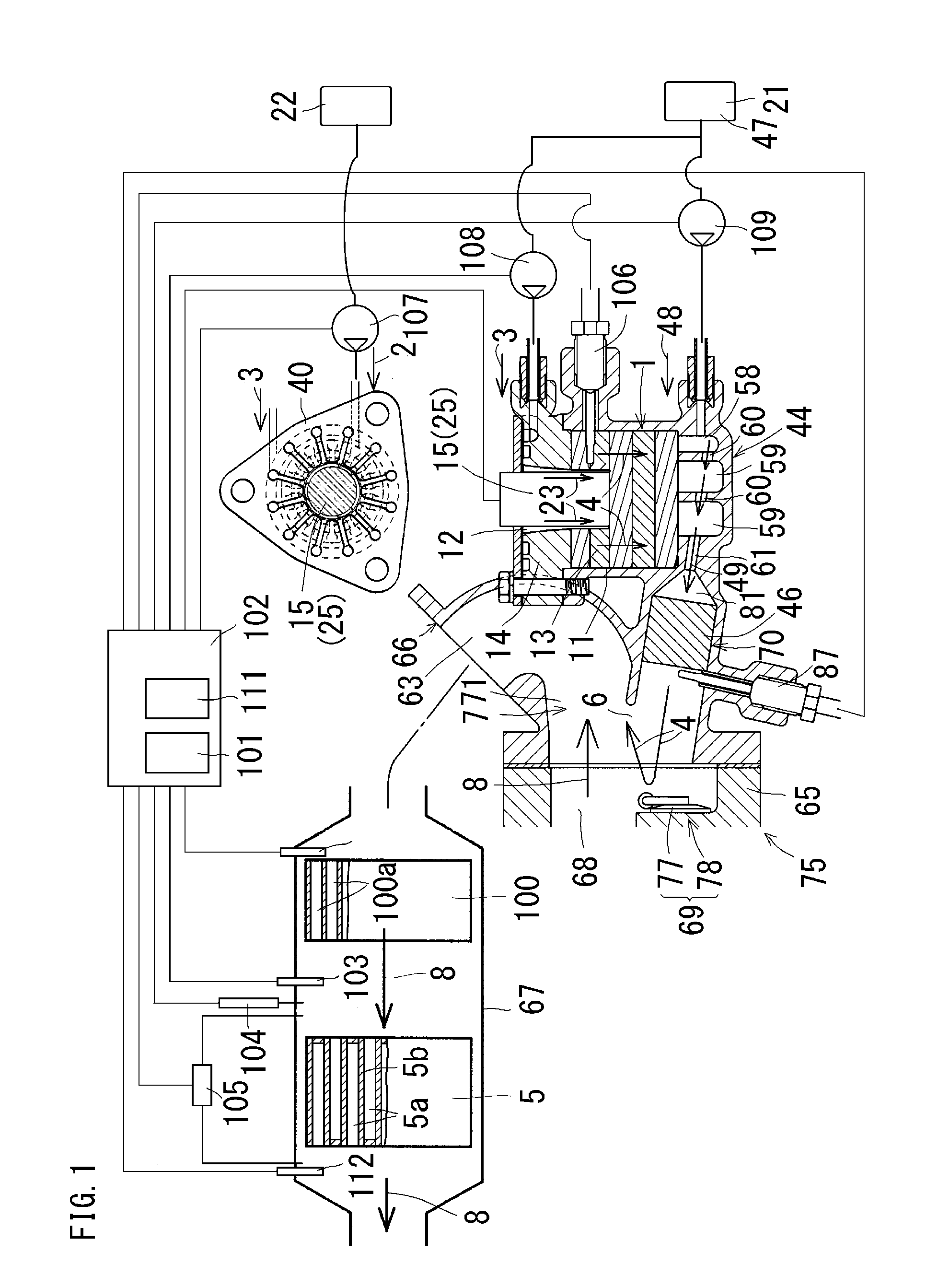 Exhaust gas treatment device for diesel engine