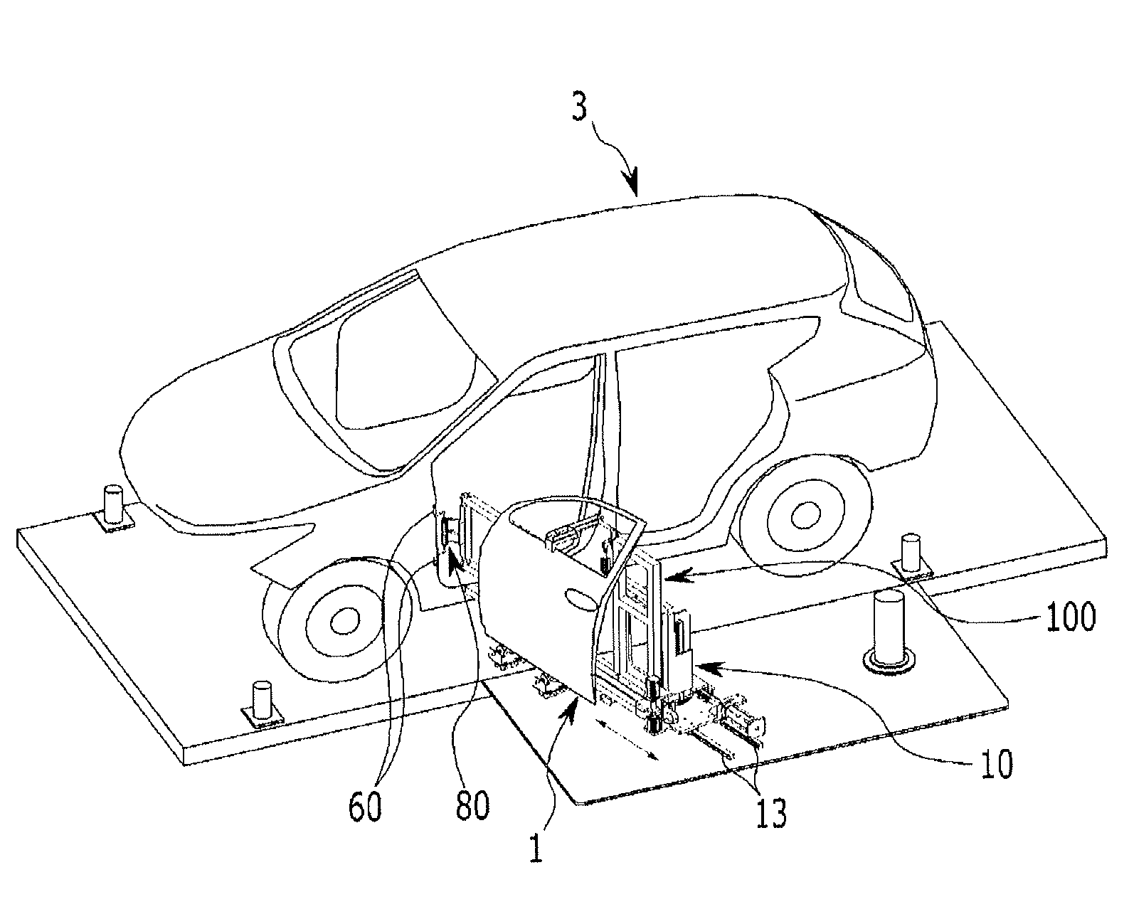 Door positioning apparatus for door mounting device of vehicle and door positioning system