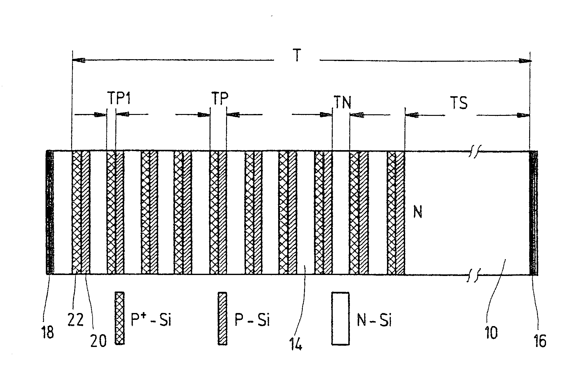Arrangement with p-doped and n-doped semiconductor layers and method for producing the same