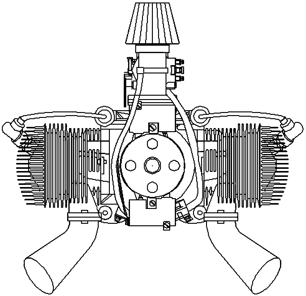 Small two-stroke four-cylinder horizontally-opposed aero-engine