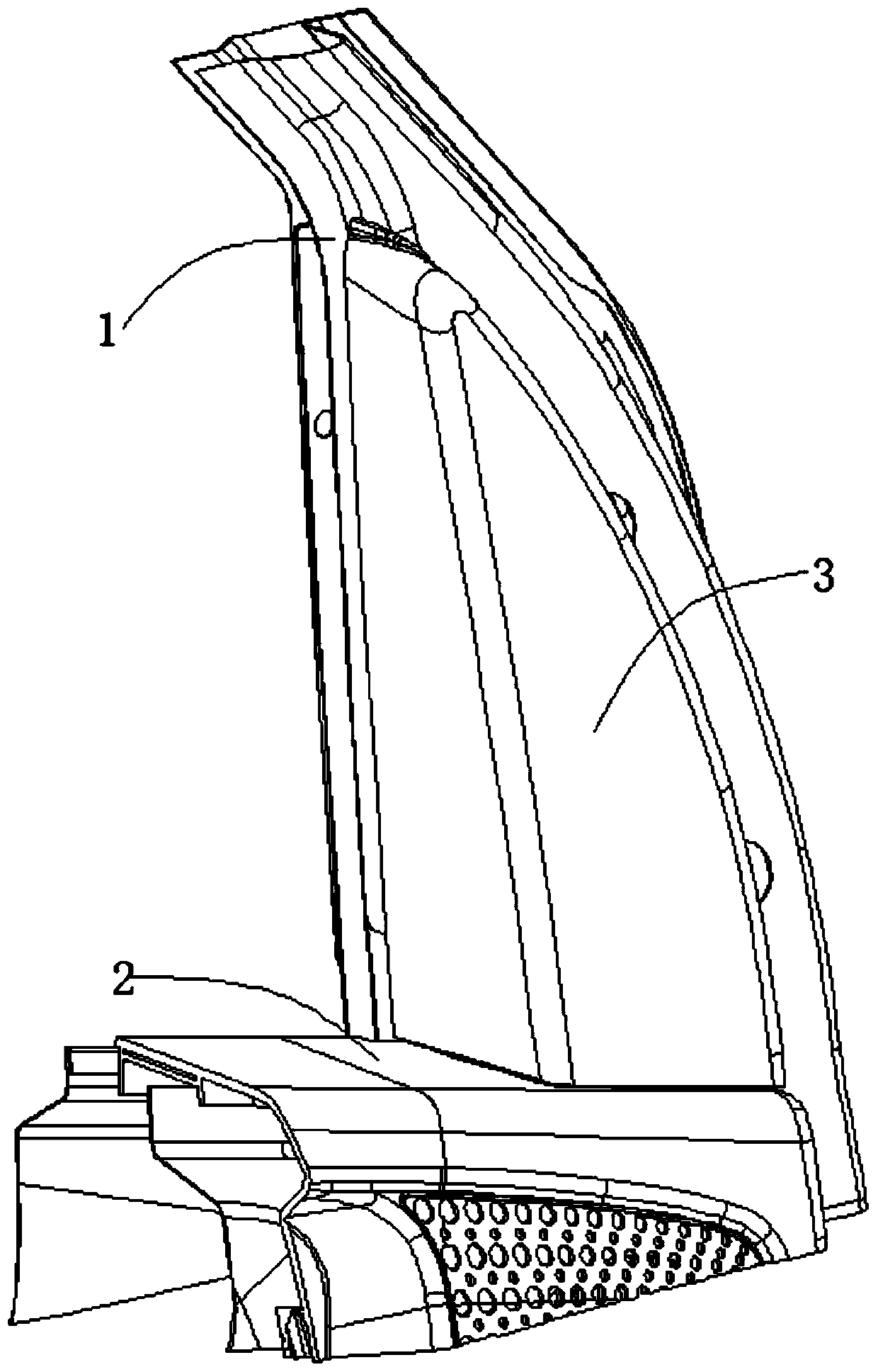 Matching structure of door guard plate and inner triangular block and assembling process of matching structure