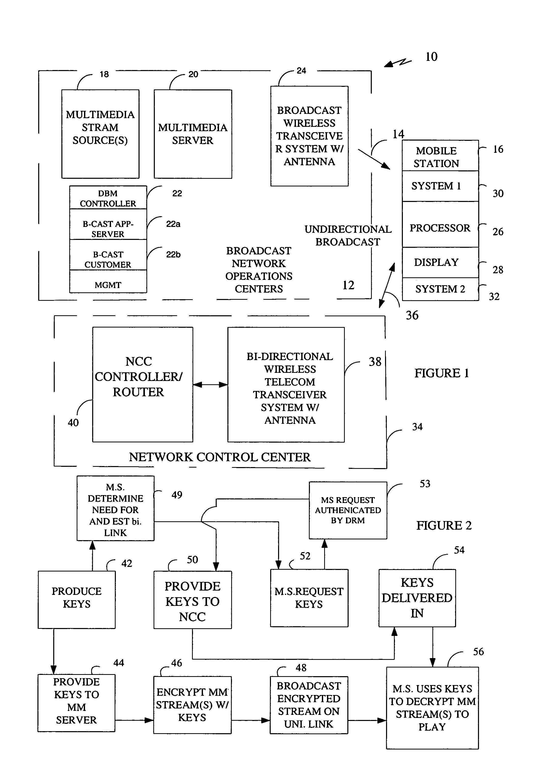 System and method for controlling broadcast multimedia using plural wireless network connections