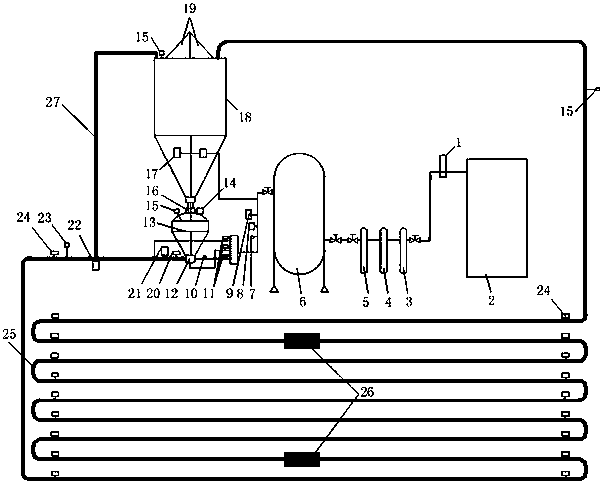 Visual long-distance concentrated-phase positive-pressure pneumatic conveying test device