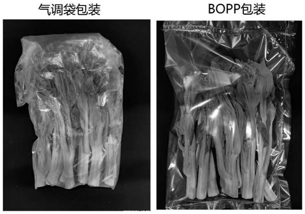 Preservation packaging method for late flowering Chinese cabbages