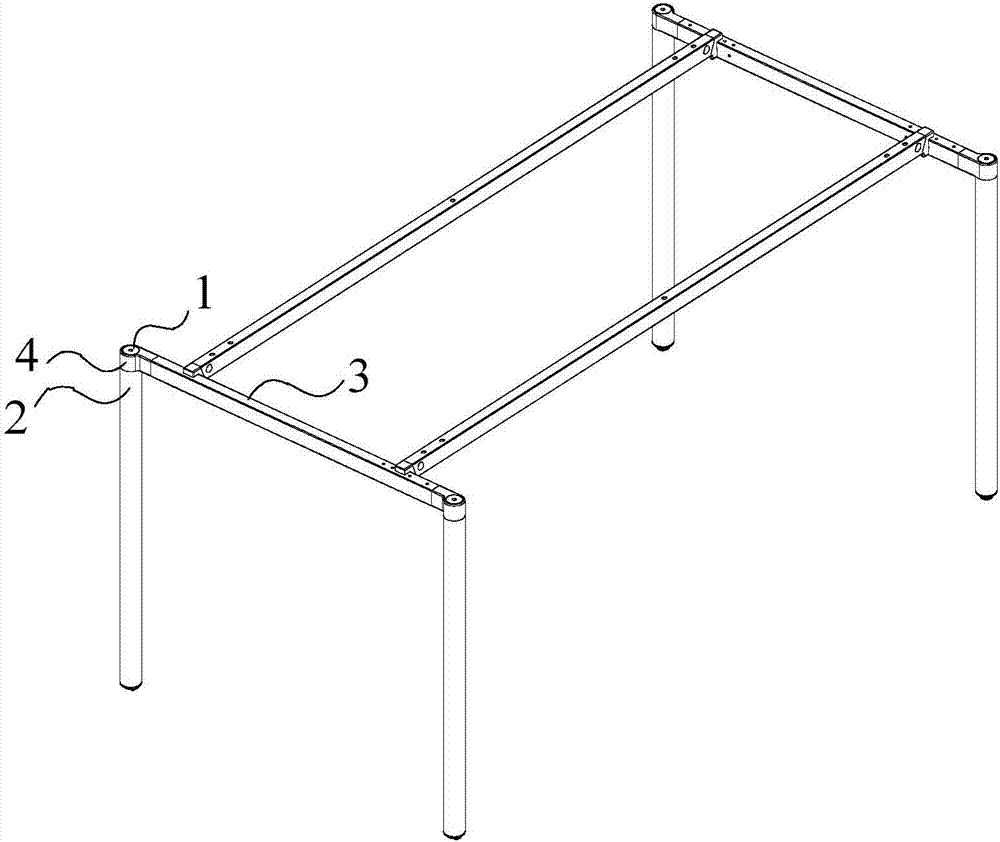 Table cross beam and table leg connection structure and table