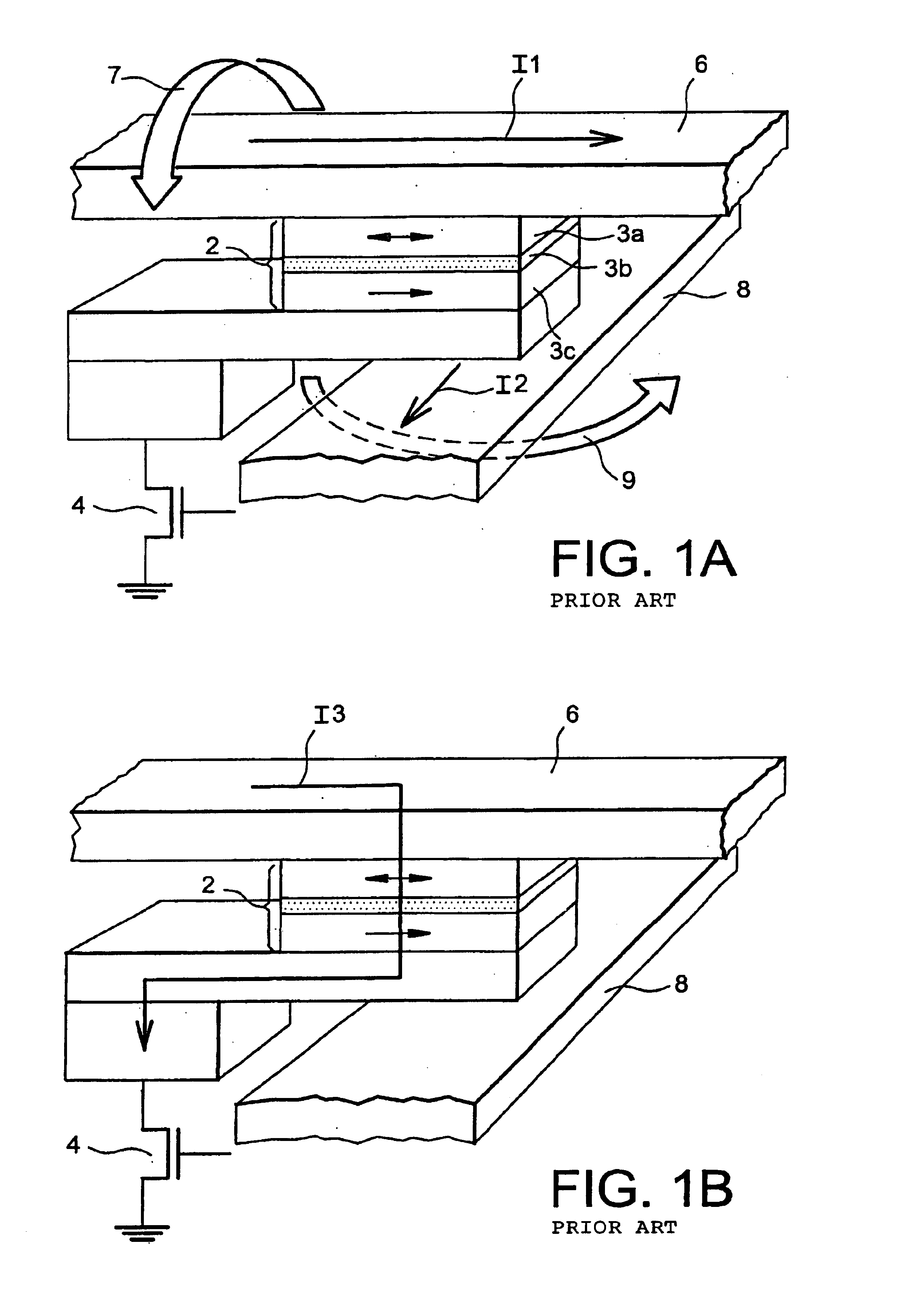 Magnetic tunnel junction magnetic device, memory and writing and reading methods using said device