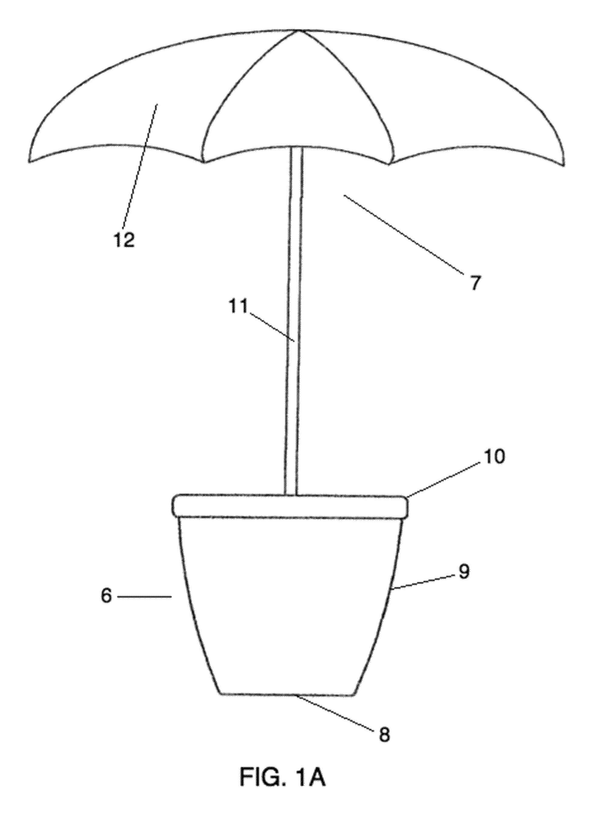 Flower Pot Supporting Umbrella Means Apparatus