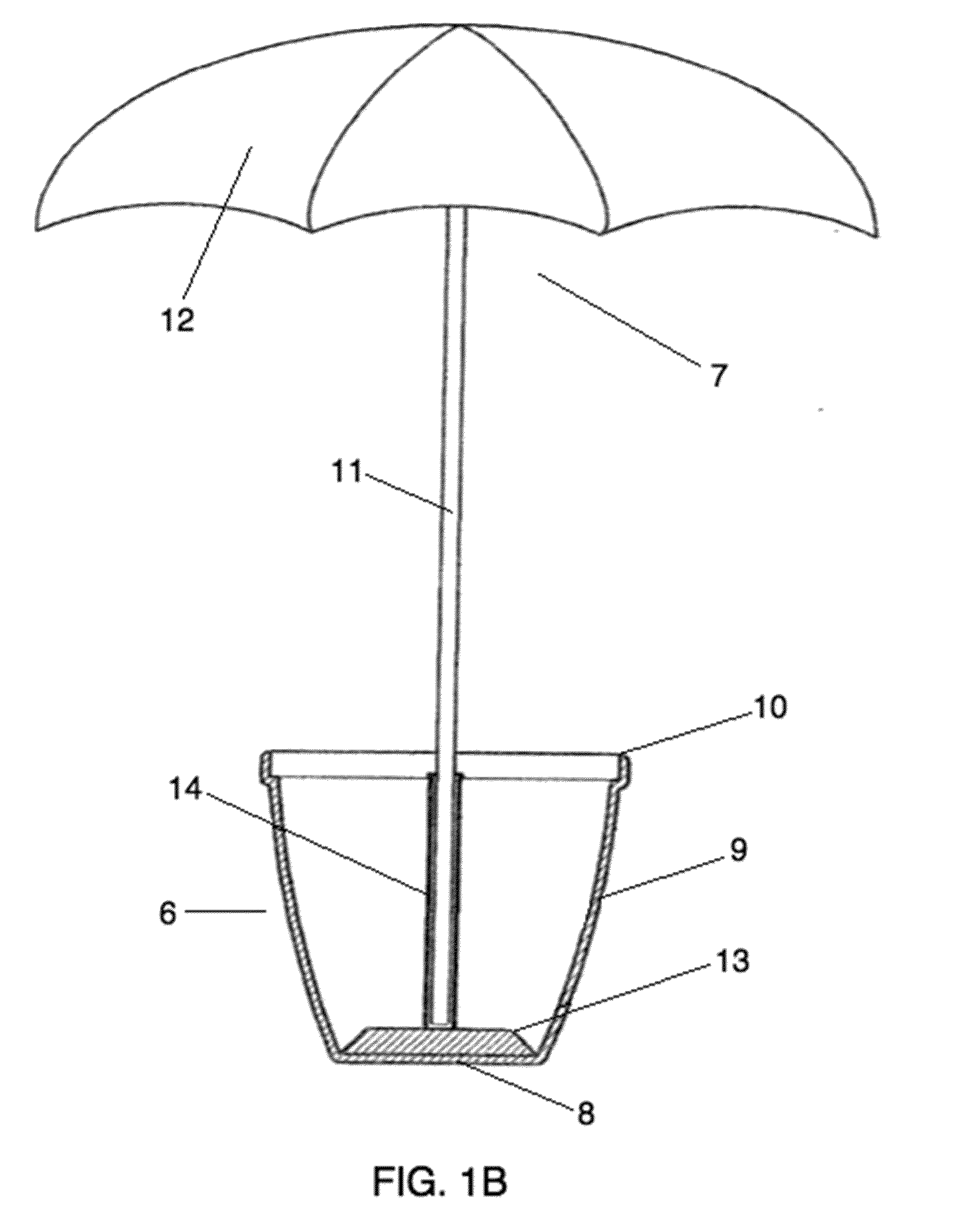 Flower Pot Supporting Umbrella Means Apparatus