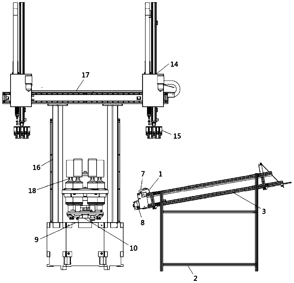 Feeding structure and loading and unloading device