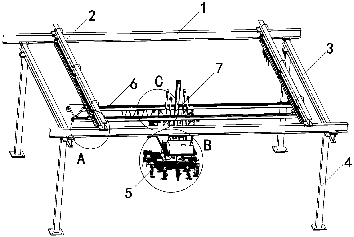 An automatic transfer and placement device for building floor slabs and its working method