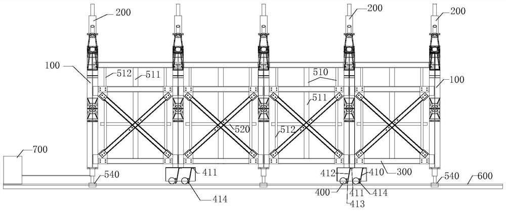 A visual automatic support walking trolley and construction method used in the construction of shield overlapping tunnels