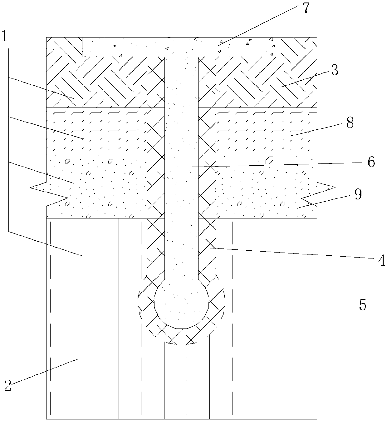 Construction method for in-situ water-injection pure soil compaction pile composite foundation