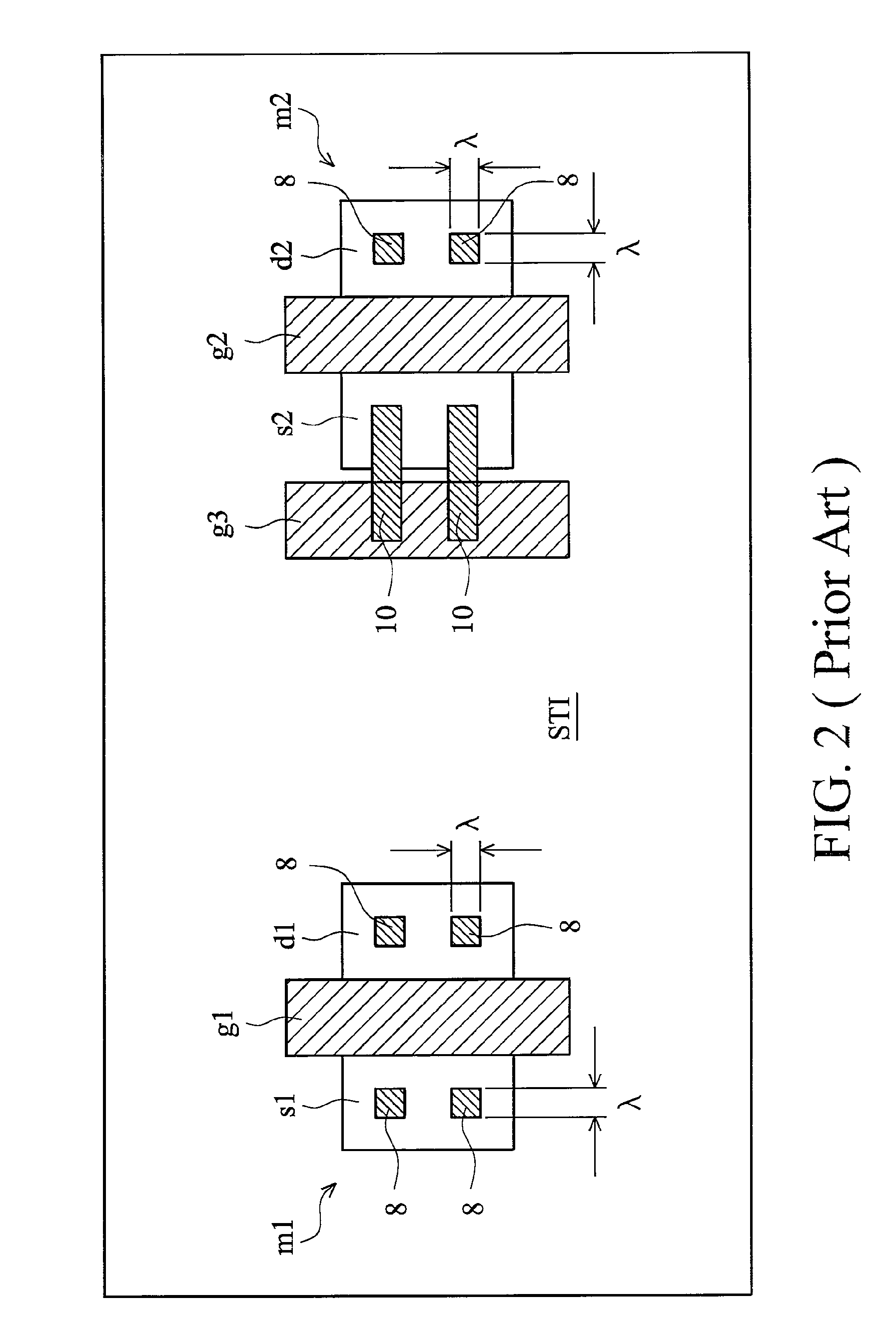 Semiconductor device with contact structure with first/second contacts formed in first/second dielectric layers and method of forming same