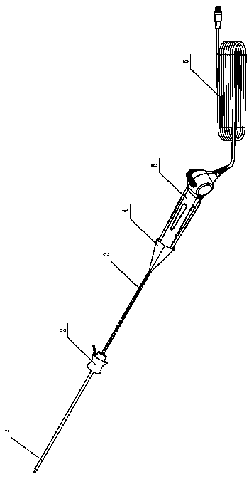 Flexible ureteroscope diagnosis and treatment method and device which are integrated with guiding sheath