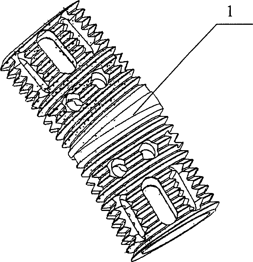 Self -fixing type artificial vertebral body