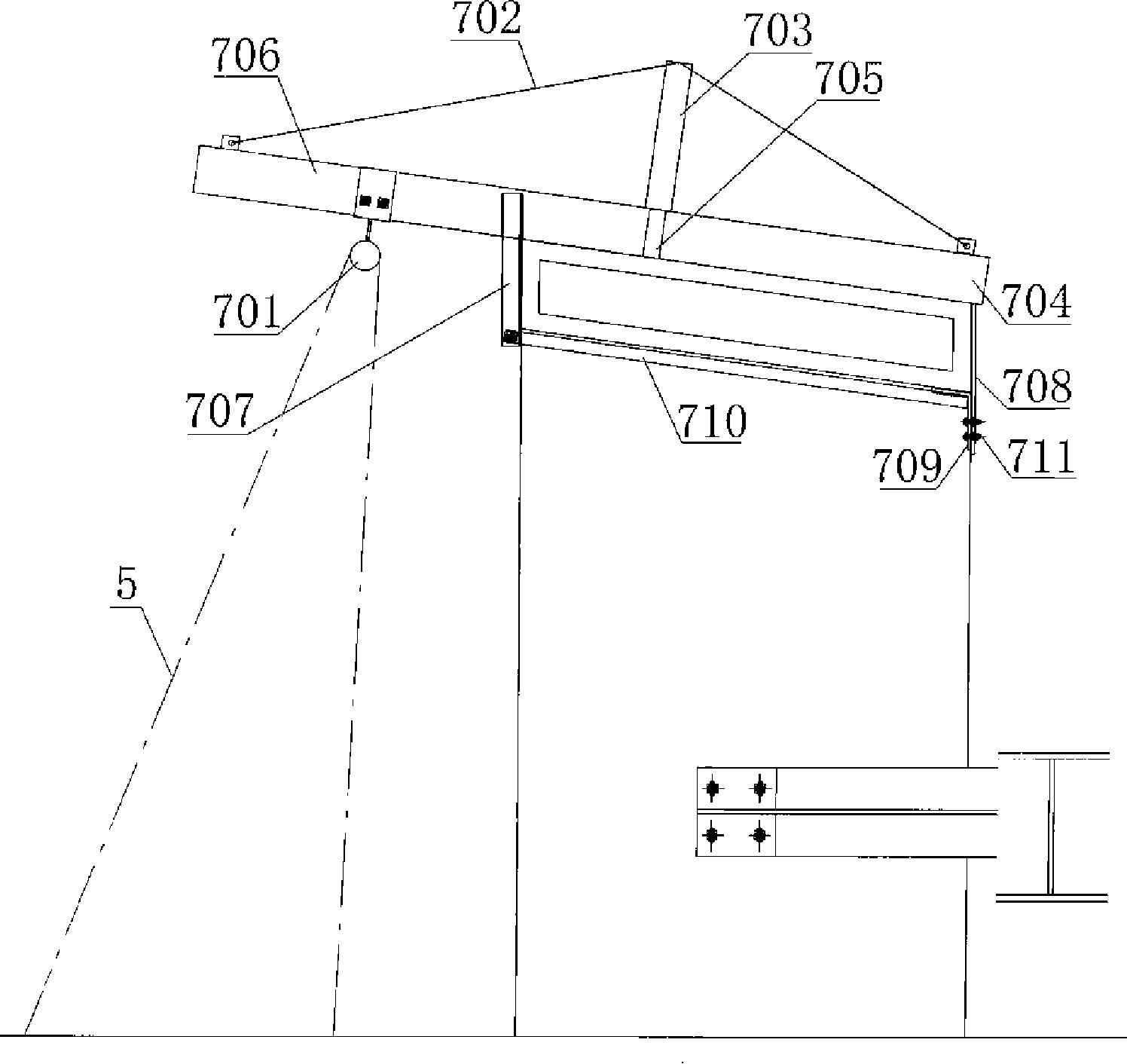Curtain wall unit hanging equipment and construction method thereof