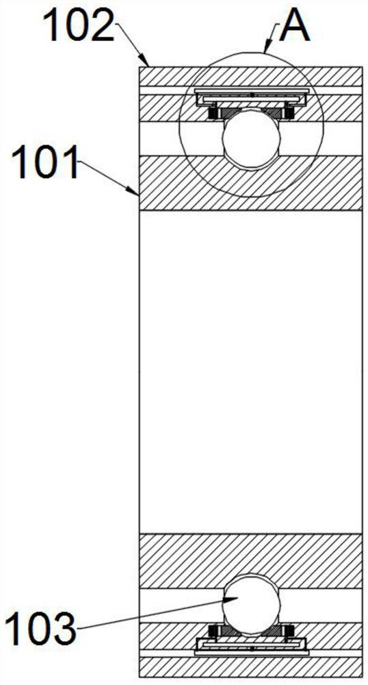 End compensation rolling bearing capable of achieving self-adaptive elimination of clearances between inner and outer rings and balls